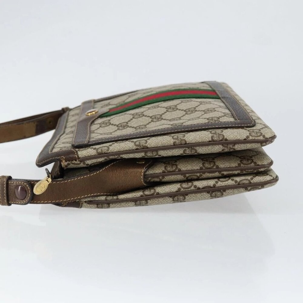 GUCCI GG Supreme Web Sherry Line Bag PVC Beige Gold 14 01 4085 Auth 151002 - Picture 4 of 16